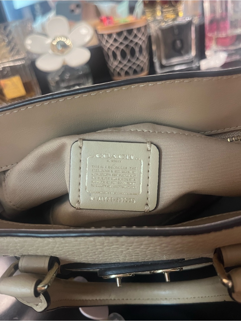 Coach Pebbled Leather Mini Blake Carryall Taupe Top Handle Gold Hardware - Picture 12 of 14